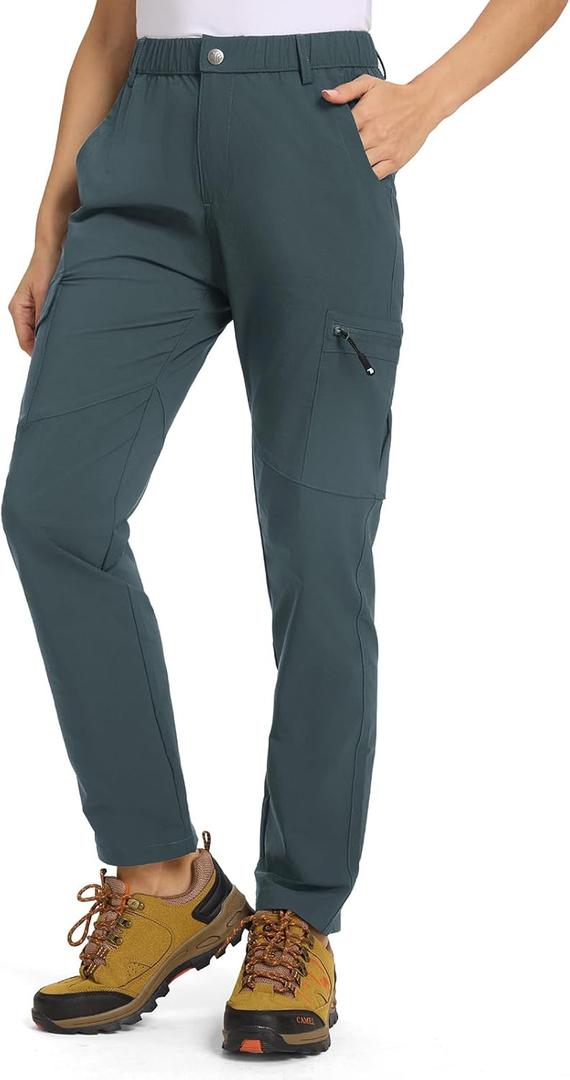 TBMPOY Women's Hiking Cargo Pants Lightweight Water Resistant Quick Dry Fishing Camping Travel Work Pant with 6 Pockets (Blue, S)