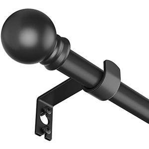 SMODBRODRE Black Curtain Rods for Window 28 to 48, 5/8 inch Small Decorative Curtain Rod Set with Brackets