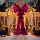 DoubleFill 55 x 118 Inch Giant Christmas Bow Outdoor Oversized Red Burgundy Silk Bow for Extra Large Christmas Tree Wreath Outside Wall Store Building Garage Front Door Indoor Home Room Backdrop Decor