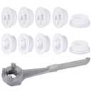Zonon 11 Pcs Drum Wrench with Gasket Aluminum 2" Bung Caps with 3/4" Knock out Includes 5 Fine and 5 Coarse Buttress Bung Hole Cap for 15, 30, 55 Gallon Drum