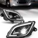 Partsam Pair Fog Lights Lamps for Freightliner Cascadia 2018-2024, DOT Approved DRL Clear Lens Black Housing Driver & Passenger Side IP65 Waterproof/w Plug/12V