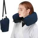 Stuffable Travel Pillow, Stuffable Neck Pillow for Travel, Neck Pillow Stuffed with Clothes Storage - No Extra Baggage Fees, Fits 5+ Days of Travel Essentials, No Filler (Blue-Checkerboard)