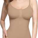 PUMIEY Shapewear Bodysuit for Women Tummy Control V-Neck With Open Gusset Hourglass Collection (Large-X-Large, 10 Taffy Thong)
