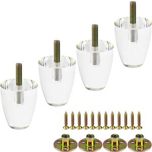 Mcredy 3" Acrylic Furniture Legs Sofa Furniture Legs Clear Couch Replacement Legs with Mounting Hardware Pack of 4,Type-3