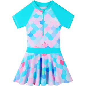 BAOHULU Toddler Girls Swimsuit One Piece Cute Floral Dress Swimwear 3-8 Years (9-10 Years)