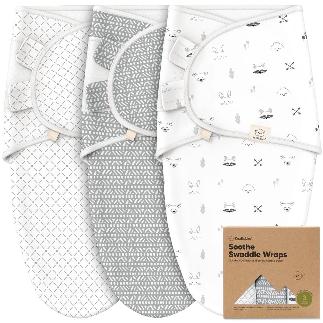 3-Pack Organic Baby Swaddle Sleep Sacks - Swaddles for Newborns, Infant 3-6 Months, Baby Girls, Boys, Soft & Snug Newborn Sleep Sack, Nursery Swaddling Blankets (Nordic, L)