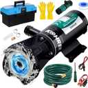 Kohree RV Macerator Pump 12V, 12GPM Quick-Release Self-Priming Macerator Pump for RV, RV Waste Pump Kit with Hose Fittings, RV Black Water Hose, Storage Box, RV Accessories for Camper
