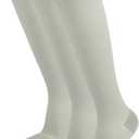 Compression Toe Socks Knee High Moisture Wicking Hiking Socks Graduated Support for Running,Nurses,Flight (Gray, L)