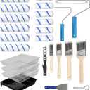 Paint Roller Kit, 25 Piece Paint Supplies, 9"4" Paint Rollers, Paint Brushes for Walls, Microfiber Roller Covers for Professional Painting, Blue