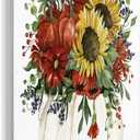 Country Sunflower Pumpkin, 13 x 19 Inch Mounted Print on Wall Plaque