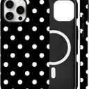 Magnetic for iPhone 15 Pro Case Cute Big Polka Dot Phone Case, Shockproof Slim TPU and Hard PC Protective Phone Cover Compatible with MagSafe Designed for Women Girls, Black 01