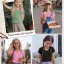 3 Pack Girls Shirts Kids V Neck Short Sleeve Ribbed Knit Tunic Tops Slim Fit Casual Cute Basic Summer Solid Tee