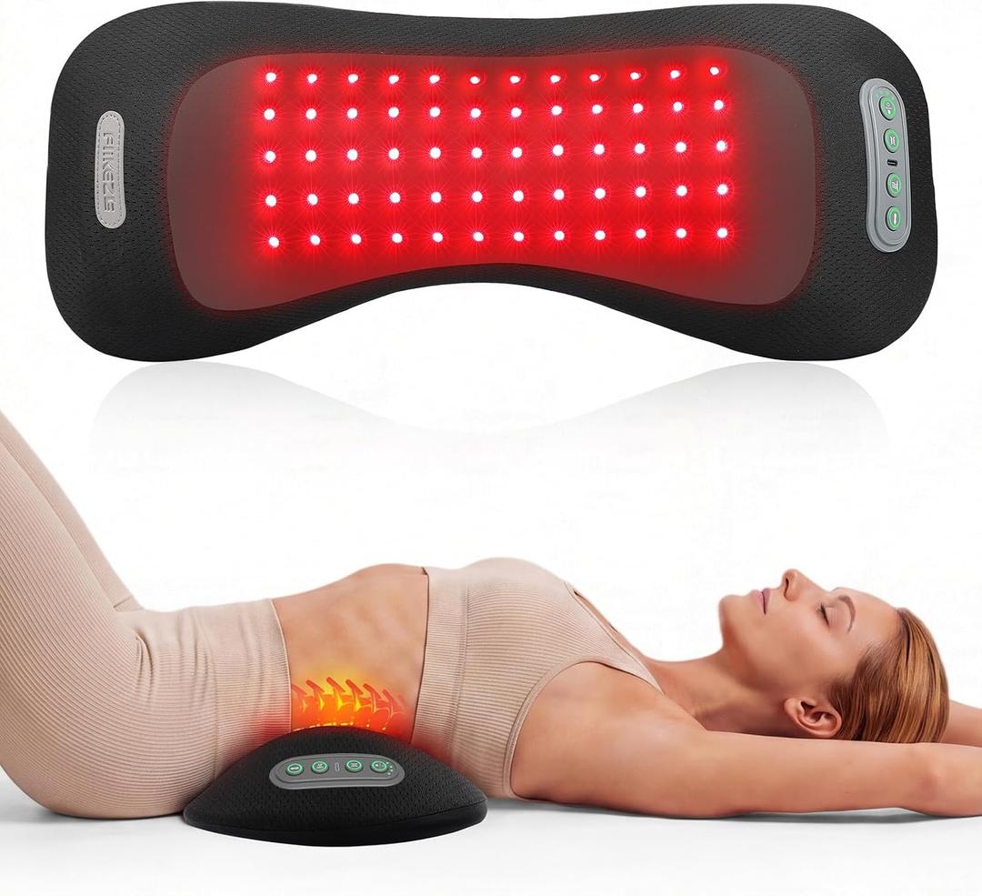 Electric Lumbar Support Pillow with Red Light Massage
4-in-1 design with 650nm & 850nm red light, vibration massage, heat, cordless 5000mAh battery and dynamic waist support