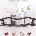 Corner Shower Caddy - 1 Pack, Adhesive Shower Organizers, Rustproof Stainless Steel Shower Shelves with 8 Hooks, No Drilling Bathroom Organizers and Storage Racks, Space-Saving, Black,Medium