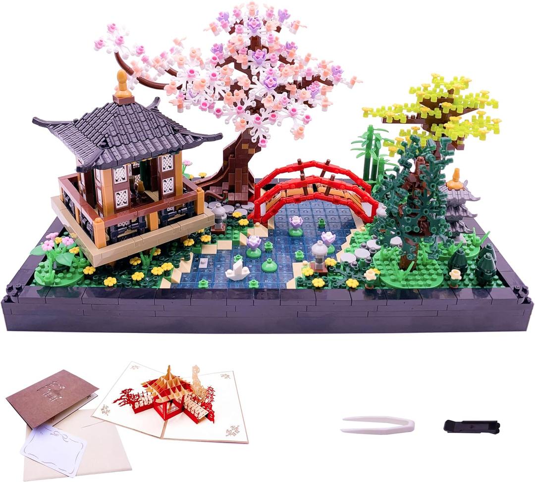 Micro Building Blocks SetsChinese Zen Garden Architecture and Cherry Blossom Bonsai Tree Building Toys for AdultsJapanese Sakura House ModelCreative Mini Bricks Gift for Kids 14+2280 PCS