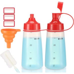 Condiment Squeeze Bottle for Sauces Wide Mouth, Plastic Squeeze Bottles for Condiments, Paint, Ketchup, Mustard, Oil, Resin, Baking, Cake Decorating, Cleaning, BPA Free-Food Grade (10 oz., 2, Count)