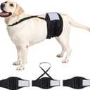 3 Pack Avont Dog Belly Bands Diapers Male with 1 Detachable Suspender, Reusable Washable Boy Doggie Pee Wraps with Harness, Separable Shoulder Strap Escape Proof & Non-Slip -3 Black L