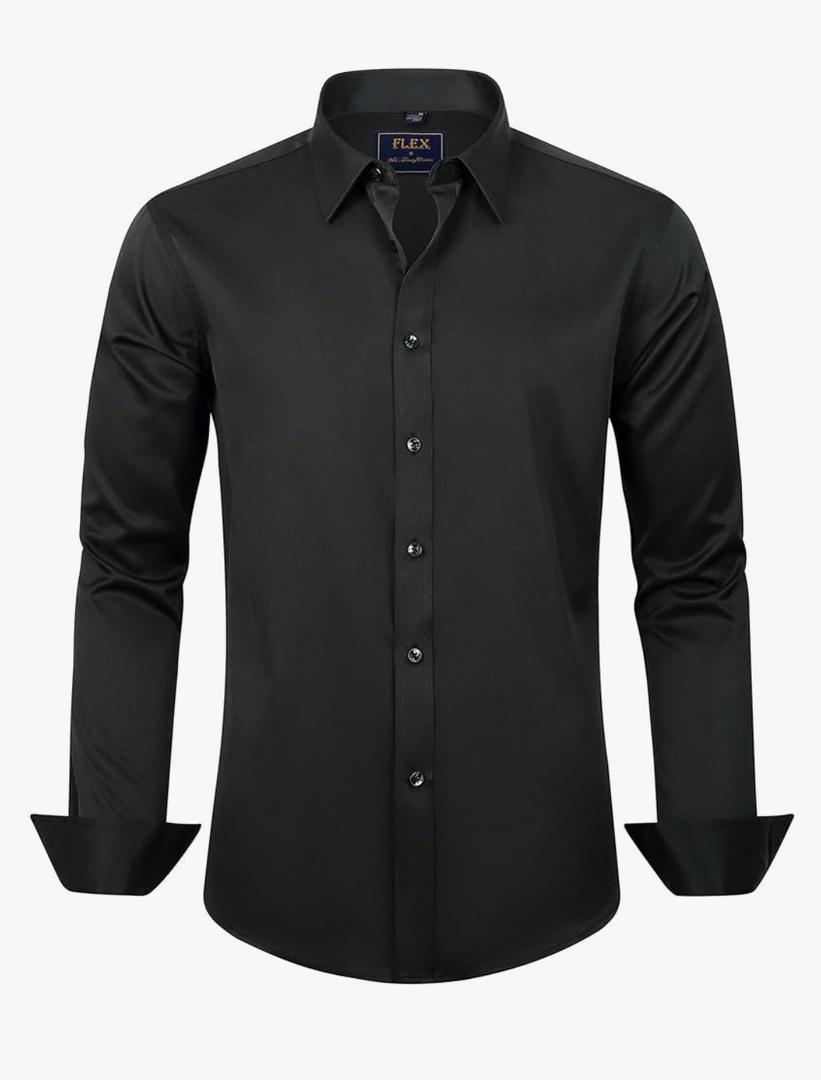 J.VER Men's Dress Shirts Solid Long Sleeve Stretch Wrinkle-Free Formal Shirt Business Casual Button Down Shirts 2XL