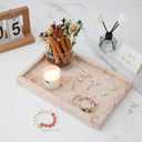 Marble Bathroom Tray,Pure Natural Vanity Tray,Marble Trays for Kitchen Counter Non-Ceramic/Non-Resin,Stone Tray 12 x 8 inch (Pink)