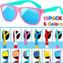 GINMIC Kids Sunglasses Bulk Party Favors, 12Pack Valentines Day Gifts UV 400 Protection Neon Sunglasses for Boys and Girls, Party Favor, Birthday Classroom Goodie Bags Party Supplies.