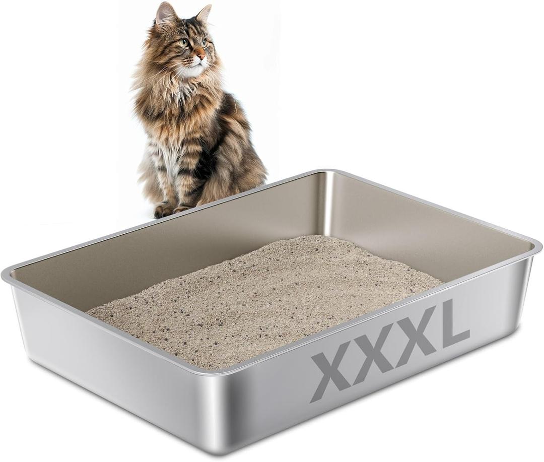 XXXL Stainless Steel Cat Litter Box -Extra Large Metal Litter Box