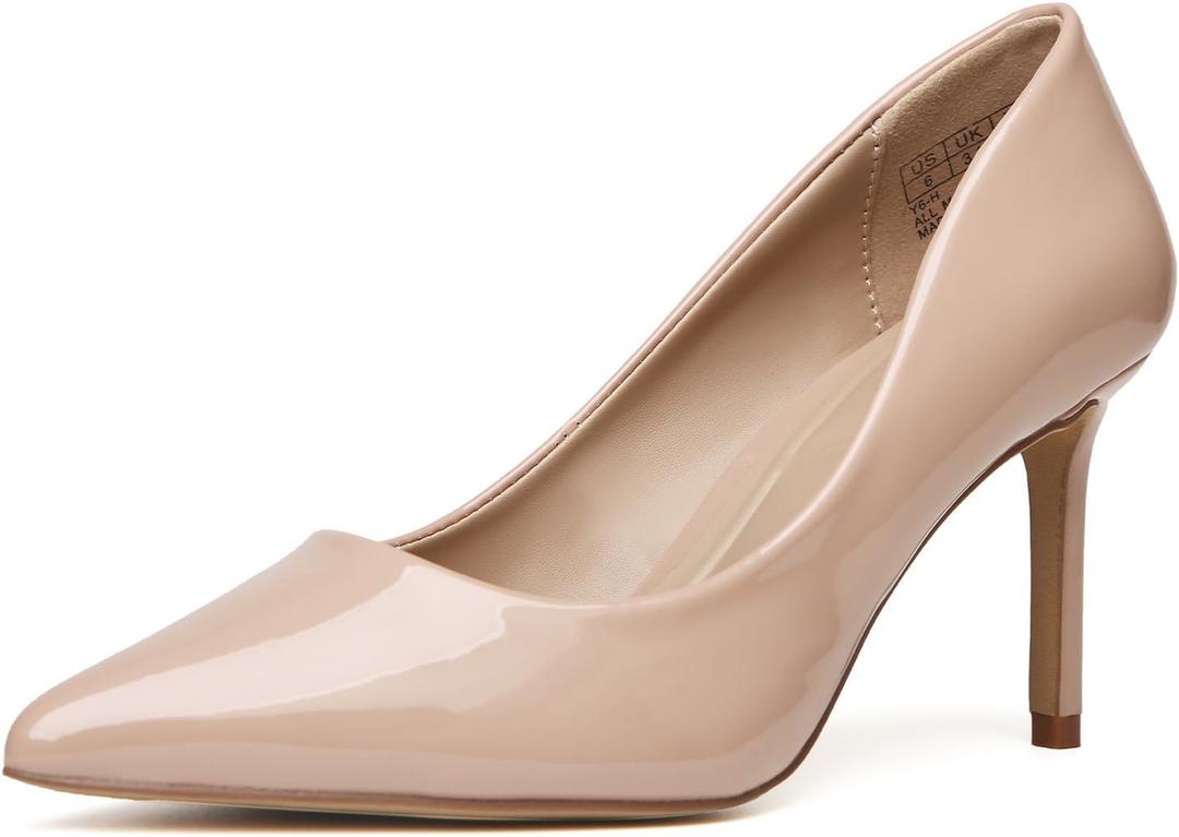 Heels for Women Comfortable Stiletto Closed Pointed Toe Dress Pumps Shoes for Wedding Work Office Business (Pink, 7)