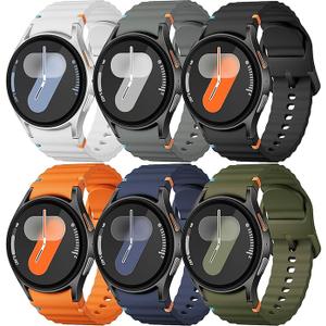 Sport Band for Samsung Galaxy Watch 7 Band 40mm 44mm,No Gap Soft Silicone Strap for Galaxy Watch 6 5 4 FE Band 40mm 44mm/Galaxy Watch 6/4 Classic 47mm 43mm 46mm 42mm/Watch 5 pro 45mm Men Women,5 Pack