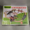 Giant bean 72PCS Fire Station Wooden Train Track Electric Train Set, Gift Packed Toy Railway Kits for Kids, Toddler Boys and Girls 3,4,5 Years Old and Up, Christmas Birthday Gift Toy for Kids