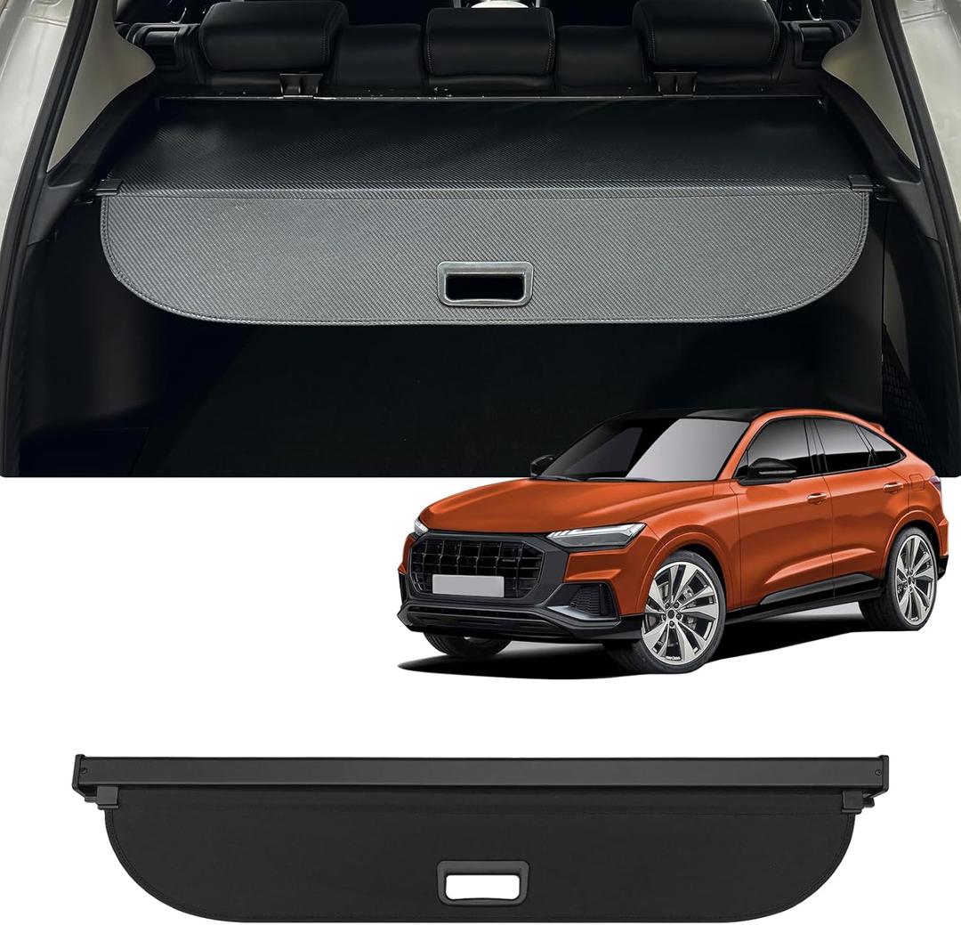AUXKO Retractable Cargo Cover for Audi Q5 SQ5 2024-2018, Trunk Cargo Cover Luggage Security Shade Cover for 2024 Audi Q5 Shielding Anti-Peeping Luggage Privacy Screen, Carbon Fiber(Not for Sportback)