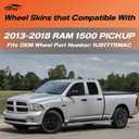 20 Inch Wheel Skins Compatible with 2013-2018 RAM 1500 PICKUP Factory Alloy Wheels, Glossy Black, Snap-On Wheel Covers, Set of 4