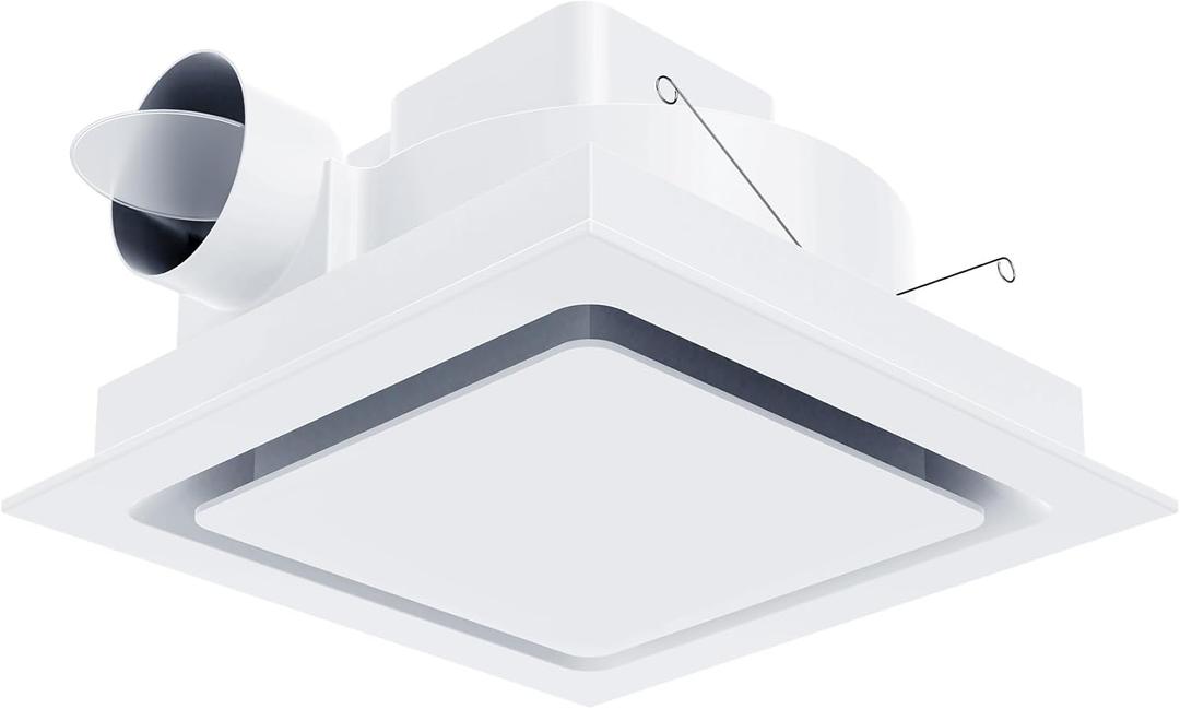 Bathroom Exhaust Fan 10" Panel (No Light),8" Hole Size,Pure Copper Motor,110 CFM 1.0 Sones Quiet Ceiling Exhaust Fan, 4" Duct for Bathroom/Garage/Home, White