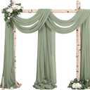 Sage Green Cheesecloth Wedding Arch Drapes - 4 Panels, 20Ft, Backdrop Curtain for Ceremony & Reception Swag Decor