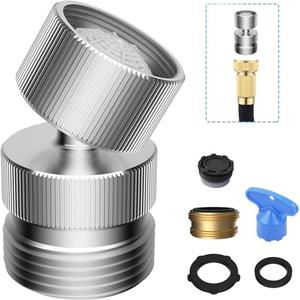 iFealCLear Metal Faucet Adapter for Garden Hose, Sink Faucet to Garden Hose Adapter, Swivel Hose to Sink Faucet Adapter, Flexible Hose Kink Protector 55/64 Inch Female Thread, Female to Male, Chrome