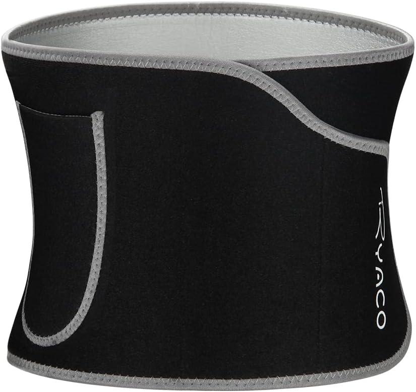 Ryaco Waist Trimmer, Waist Trainer for Women Men, Neoprene Sweat Band, Slimming Stomach Wrap for Workout, Adjustable Sizes (Large, Grey)