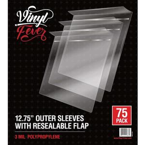 Resealable Record Outer Sleeves, Crystal Clear Premium Vinyl Record Sleeves | 12.75" X 12.75" Album Outer Sleeve, 3 Mil Premium Vinyl Sleeves, Album Protection with Flap (75 Pack)