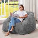 Hobestluk Giant Bean Bag Chair Memory Foam Filled Sofa Chair Bean Bag for Adults/Teens/Kids, Plush Fur Oversized Lazy Sofa for Living Room Bedroom Dorm(Light Grey), 30 inches x 37 inches x 46 inches