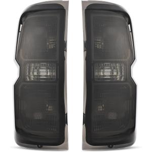 Tail Light Pair Compatible with 2014-2018 Chevy Chevrolet Silverado 1500 2500HD 3500 HD GMC Sierra 3500 HD Dually Model Brake Lamp w/o Bulbs Taillights Black Housing Smoke Lens LH&RH