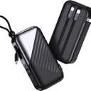 Portable Charger with Wall Plug 10000mAh Power Bank for iPhone 27W Portable Charger with Built in Cable Portable Phone Charger for iPhone 17/16/15, Samsung Android, Black