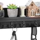 Decorative Key Hanging Rack with 4 Double Hooks  Easy Install Natural Wooden Key and Mail Holder for Wall Mount  Entryway Decor Rack with Shelf (Carbon Black)