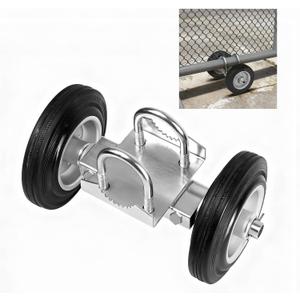Heavy Duty Sliding Gate Wheels, 6 Inch Rubber Rolling Wheel for Chain Link Gates, Double U-Bolts Clamp Stem Mount Fits 2" Metal Tube, Sliding Door Guide Rollers for Driveway Gates, 1 Pack