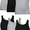 Hanes Men's Tank Top Undershirt Pack, Cool & Breathable Cotton, Moisture-Wicking Ribbed Tanks for Men, Multi-Pack (Large, Black/Grey)