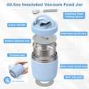 Thermo for Hot Food Adults, 40.5oz Wide Mouth Soup Thermo Lunch Containers with Spoon, Stainless Steel Vacuum Insulated Bento Lunch Box,Lunch Containers with Handle(Blue)