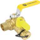 HYDRO MASTER 3/4" Sweat Full Port Ball Valve w/Drain & Reversible Handle, Lead-Free Brass, 3/4 Inch T-Flow, Sweat Connection
