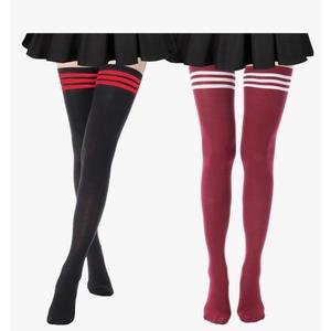 DRESHOW Extra Long High Thigh Socks Striped Over Knee Thin Tights Long Stocking