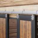 Easelife 12FT Exterior Sliding Barn Door Hardware Kit, Box Rail Track, 450lb Capacity, Sliver Weather-Resistant Steel, Wall Mount System for Outdoor Use, Fit Double 36in Door