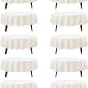 10-Pack Ivory Round Tablecloths, 90 Inches, Stain-Resistant Polyester for 4-5 Ft Round Tables - Washable Table Covers for Weddings, Banquets, Birthday Parties, Events