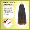 9Packs 14 Inch Senegalese Twist Crochet Hair with Curly Ends Boho Island Twist Crochet Hair Pre-Looped Boho Twist Crochet Braids for Black Women Synthetic Braiding Hair (1B/30#)