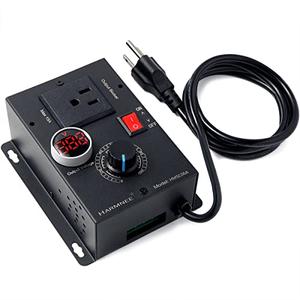 HARMNEE AC Motor Speed Controller 110-120V / 10A Rated / 15A Max, AC Electronic Voltage Regulator with Black-Coated Matt Metal Shell & Voltage LED Display Screen