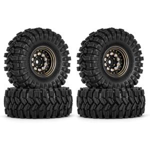 INJORA Black Coating Brass 1.0 Beadlock Wheel Tires Set for Axial SCX24 AX24 TRX4M FCX24 Upgrade 1/24 1/18 RC Crawler CarBlack