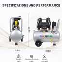 BairDplusL 8 Gallon Ultra Quiet Air Compressor 110V/60Hz 1.5HP 8.8CFM MAX 115PSI Steel Tanks Oil-Free 70dB Noise Level Light & Quiet Portable Air Compressor with Wheels, Auto Repair